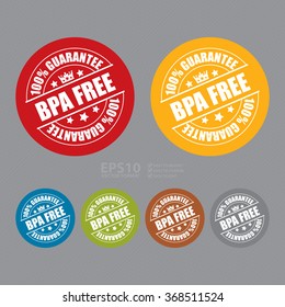 Vector : BPA Free 100% Guarantee Campaign Promotion, Product Label, Infographics Flat Icon, Sign, Sticker