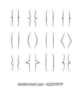 Vector braces signs, curly brackets symbols set. Hand drawn simple braces set.