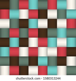 Vector Braided ribbon colorful background, red, white, brown, baby blue and jade sea