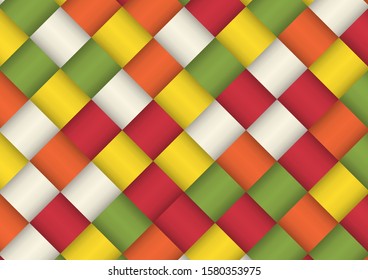 Vector Braided ribbon colorful background, red, white, orange, yellow and green