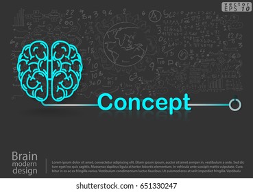 
Vector  Brain blue - modern design Idea and Concept, Background Calculate numbers, graph, illustration Business  Infographic template with concept text.