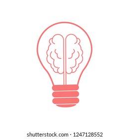 Vector brain bulb line art icon