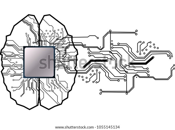 Vector Brain Circuit Human Concept Illustration Stock Vector (Royalty ...