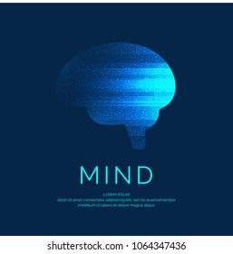 Vector brain color silhouette on a dark background.