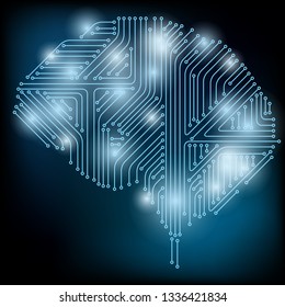 Vector Brain Concept. Neural network. Artificial Intelligence. Technology web background. Human Brain Vector Concept