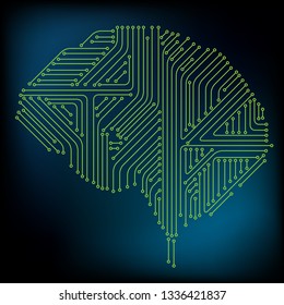 Vector Brain Concept. Neural network. Artificial Intelligence. Technology web background. Human Brain Vector Concept