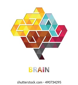 Vector Brain Design Conceptual Polygon Style,Abstract vector Illustration