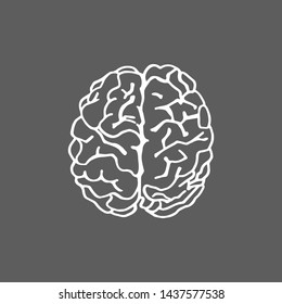 Vector Brain icon silhouette.Top view. Design template for apps and websites.Handdrawn illustration isolated on grey background