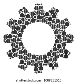 Vector brain icons are formed into gear figure. Development design concept constructed of brain pictograms.