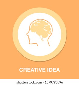 Vector Brain Illustration - Human Mind Symbol, Creative Idea Concept