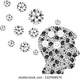 Vector brain infection trail icon mosaic. Brain infection trail mosaic is designed from randomized recursive brain infection trail parts. Recursive mosaic from brain infection trail icon.