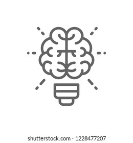 Vector brain and light bulb, innovation, creative idea line icon. Symbol and sign illustration design. Isolated on white background
