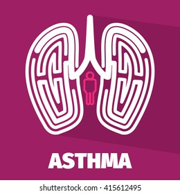 Vector Brain maze symbolizes asthma and lung.