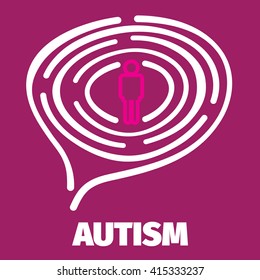 Vector Brain maze symbolizes autism, psychology, psychiatry