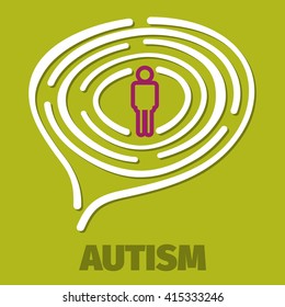 Vector Brain maze symbolizes autism, psychology, psychiatry