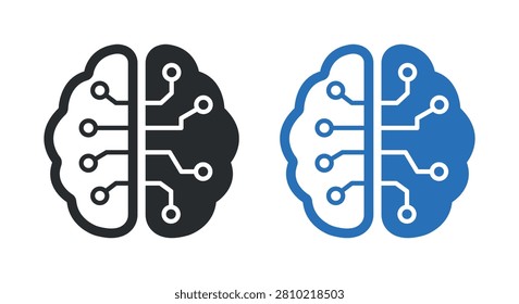 Vector Brain Network In Glyph And Flat Icons