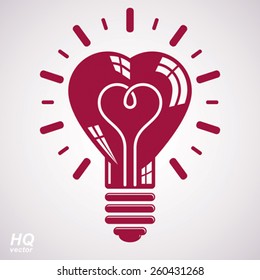 Vector brain storm conceptual icon - corporate problem solution theme. Electricity light bulb symbol isolated on white background. Romantic idea design element.