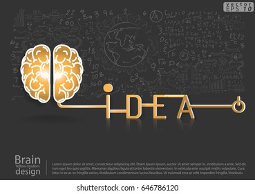 
Vector  Brain Yellow  - modern design Idea and Concept, Background Calculate numbers, graph, illustration Business  Infographic template with Idea  text.