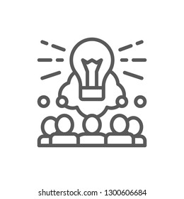 Vector brainstorm, teamleader, idea line icon. Symbol and sign illustration design. Isolated on white background