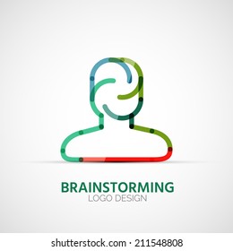 Vector brainstorming company logo design, business symbol concept, minimal line design