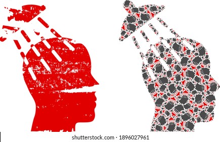 Vector brainwashing fractal is designed from randomized fractal brainwashing parts. Textured brainwashing icon. Fractal composition from brainwashing.