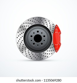 Vector Brake Disc With Caliper. Car Brakes