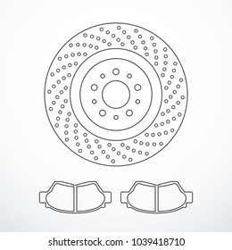 Vector brake disc and pads isolated