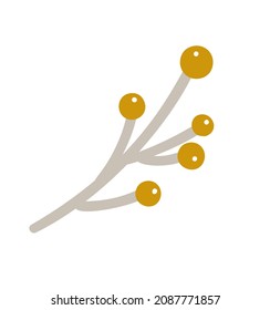 Rama vectorial con bayas sobre fondo blanco. Ilustración botánica de invierno de elemento floral. Tiras pasteles con bayas escandinavas. Twigs para el diseño.