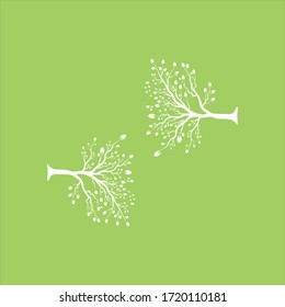Rama vectorial , Ilustración dibujada a mano de la plantilla de diseño de rama de árbol