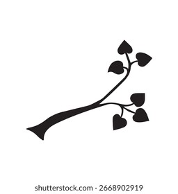 Vector Branch with Heart-Shaped Leaves. high resolution Vector file