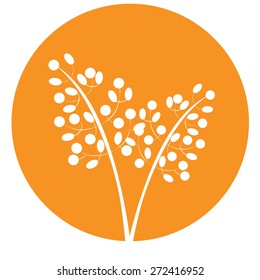 Vector branch isolated on orange round, design elements