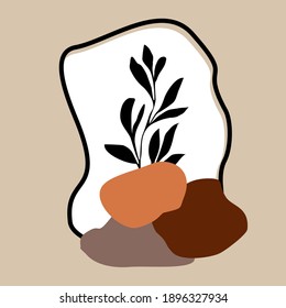 Vector  branch with leafs nature ecology isolated icon vector illustration design on pink background. Design for wall decor, wallpaper and etc