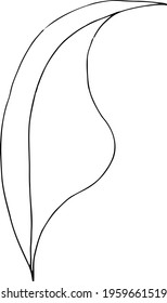 vector branch with leaves black and white. Minimalistic botanical illustration, hand drawing