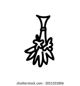 Vector branch with leaves for Halloween with black line on white background doodle style.Holiday,horror,scary illustration for all saints day hand drawn.Designs for invitations,social media,packaging.