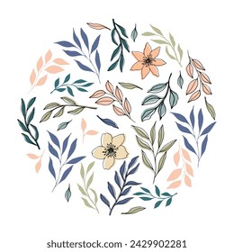 vector branch and leaves in trendy color palette and monochrome. Elegant branch for decoration. hand drawn botanical illustration for backgrounds. Template for wedding cards, polygraph, logo, tattoo.