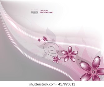 Vector Branch of Pink Flowers.