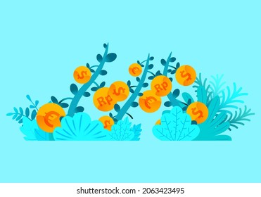 vector branch tree money coins