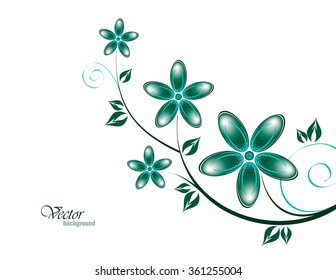 Vector Branch of Turquoise Flowers.