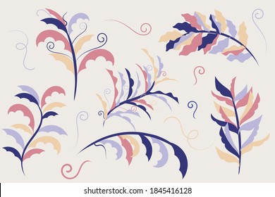 vector branches for design in trendy colors. great for modern and unusual design of cosmetics and eco-friendly products.