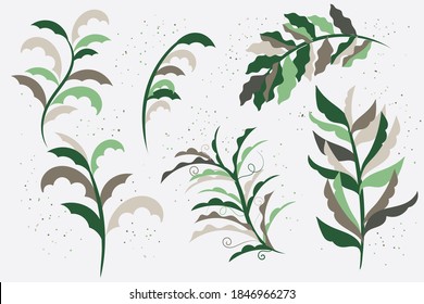 ramas vectoriales para el diseño en colores de moda. ideal para un diseño moderno e inusual de cosméticos y productos ecológicos.