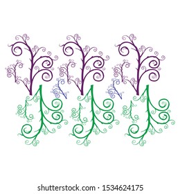 vector branches from green, purple and blue trees as wallpaper. 