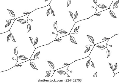 vector branches seamless pattern
