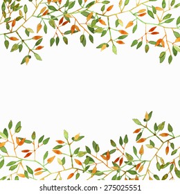 Vector branches of the tree. Colorful floral, drawing watercolor.Design for invitation, wedding or greeting cards