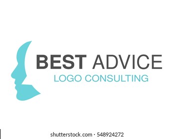 Vector Brand For Consulting Agency, Best Advice. Logo Design With Symbol Of Speech Bubble And Face Of Man.
