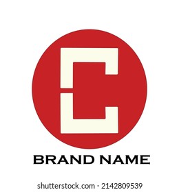 logotipo de marca vectorial de la letra C, con un círculo rojo