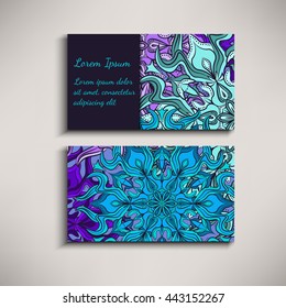 Vector branded business cards. Vintage decorative elements. Ornamental floral business cards.