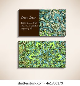 Vector branded business cards. Vintage decorative elements. Ornamental floral business cards.