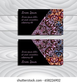 Vector branded business cards. Vintage decorative elements. Ornamental floral business cards.