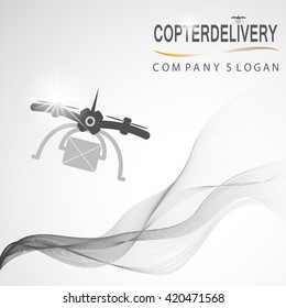 Vector branding company. Branding company vector background. Copter delivery company vector design. Dron template for company. Abstract dron template.