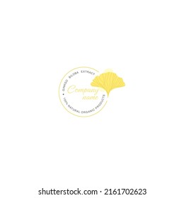 Vector of branding design. Golden Ginkgo biloba leaves circle logo. Luxury floral and natural logo.	